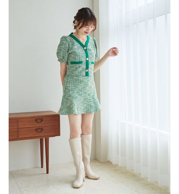 MAJESTICLEGON「カットツイードカーディガン」|カーディガン|