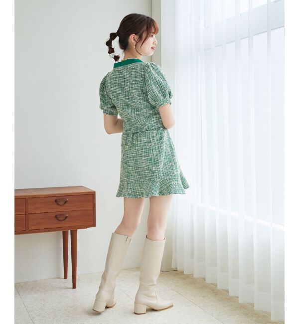 MAJESTICLEGON「カットツイードカーディガン」|カーディガン|