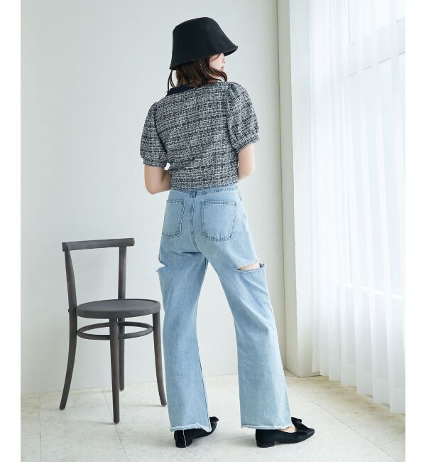 MAJESTICLEGON「カットツイードカーディガン」|カーディガン|