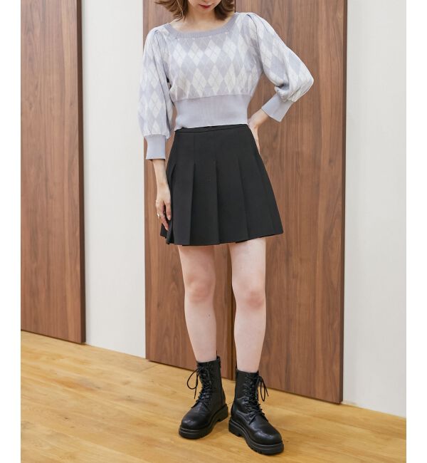 MAJESTICLEGON「スクエアネックチェックニット」|ニット・セーター|