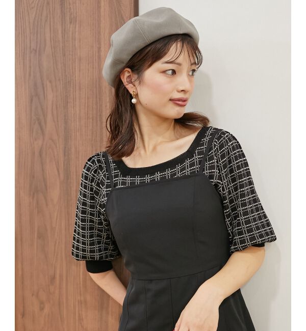 MAJESTICLEGON「スクエアネックチェックニット」|ニット・セーター|