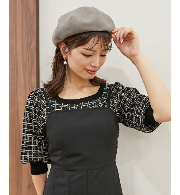 MAJESTICLEGON「スクエアネックチェックニット」|ニット・セーター|