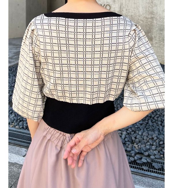 MAJESTICLEGON「スクエアネックチェックニット」|ニット・セーター|