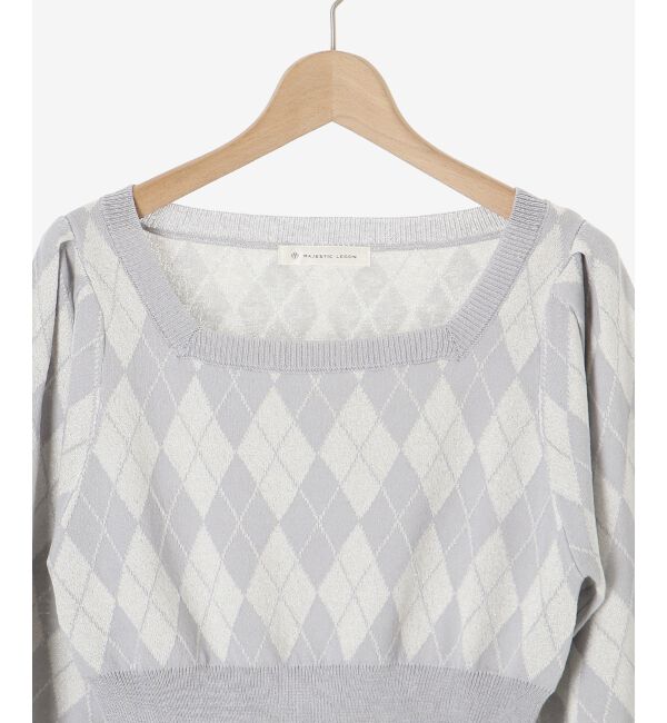 MAJESTICLEGON「スクエアネックチェックニット」|ニット・セーター|