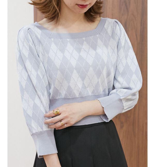 MAJESTICLEGON「スクエアネックチェックニット」|ニット・セーター|