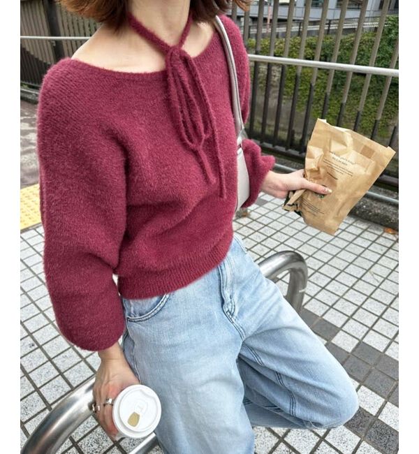 MAJESTICLEGON「&infin;チョーカーセットシャギーニット」|ニット・セーター|ボルドー