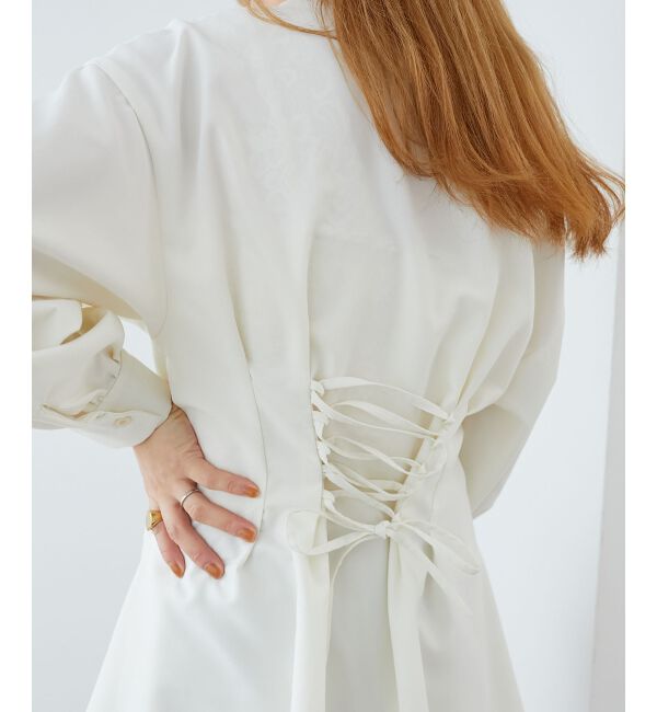 MAJESTICLEGON「バックレースアップミニシャツワンピ」|ワンピース|