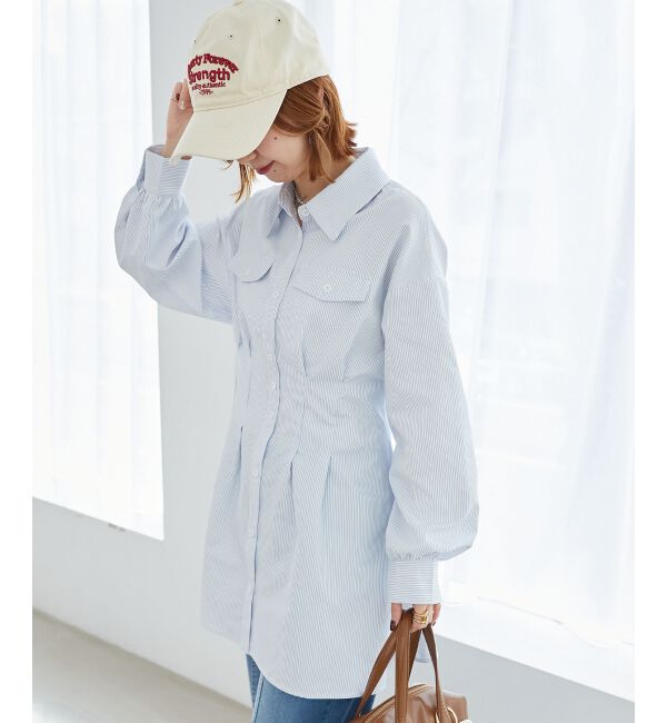 MAJESTICLEGON「バックレースアップミニシャツワンピ」|ワンピース|