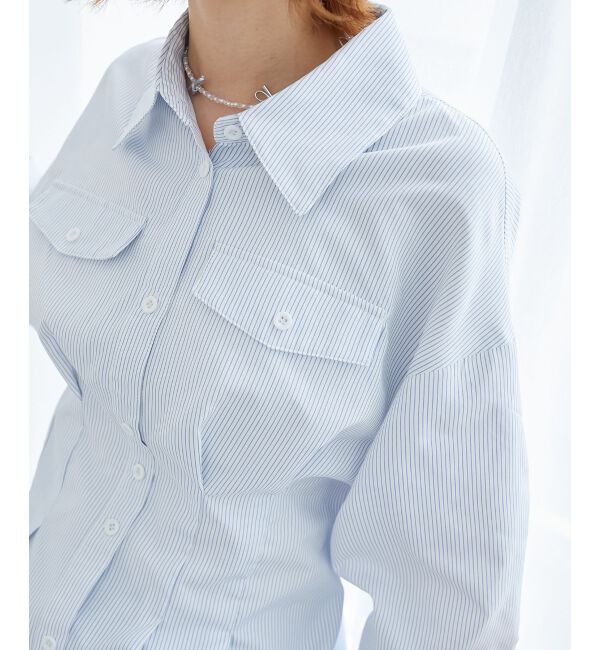 MAJESTICLEGON「バックレースアップミニシャツワンピ」|ワンピース|