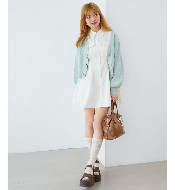 MAJESTICLEGON「バックレースアップミニシャツワンピ」|ワンピース|