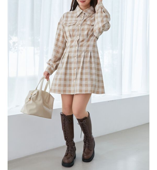 MAJESTICLEGON「バックレースアップミニシャツワンピ」|ワンピース|