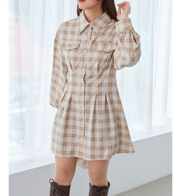 MAJESTICLEGON「バックレースアップミニシャツワンピ」|ワンピース|