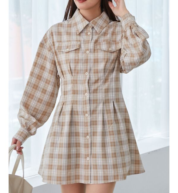 MAJESTICLEGON「バックレースアップミニシャツワンピ」|ワンピース|