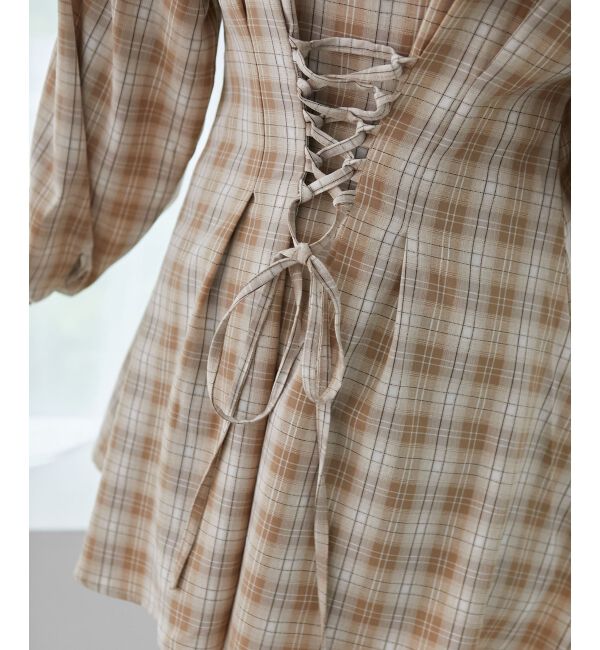 MAJESTICLEGON「バックレースアップミニシャツワンピ」|ワンピース|