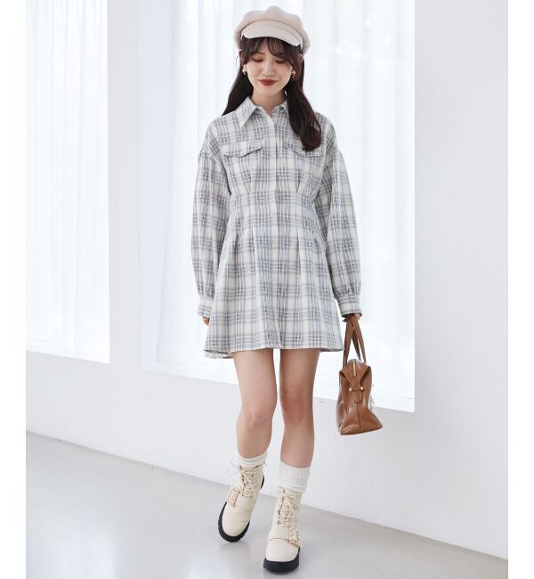 MAJESTICLEGON「バックレースアップミニシャツワンピ」|ワンピース|