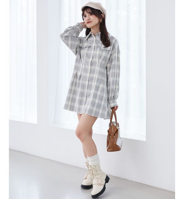 MAJESTICLEGON「バックレースアップミニシャツワンピ」|ワンピース|