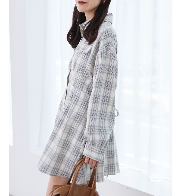 MAJESTICLEGON「バックレースアップミニシャツワンピ」|ワンピース|