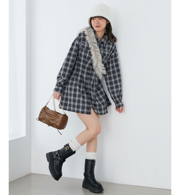 MAJESTICLEGON「バックレースアップミニシャツワンピ」|ワンピース|