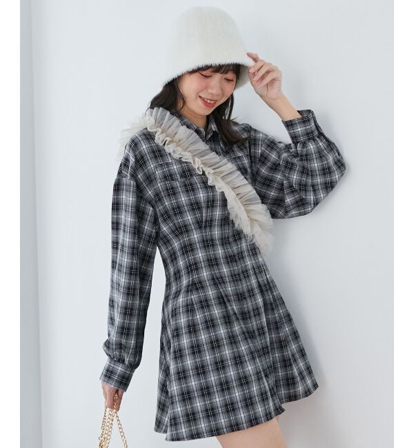 MAJESTICLEGON「バックレースアップミニシャツワンピ」|ワンピース|