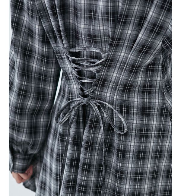 MAJESTICLEGON「バックレースアップミニシャツワンピ」|ワンピース|