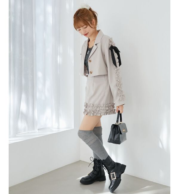  「レース使い肩リボントップス」|Tシャツ・カットソー|