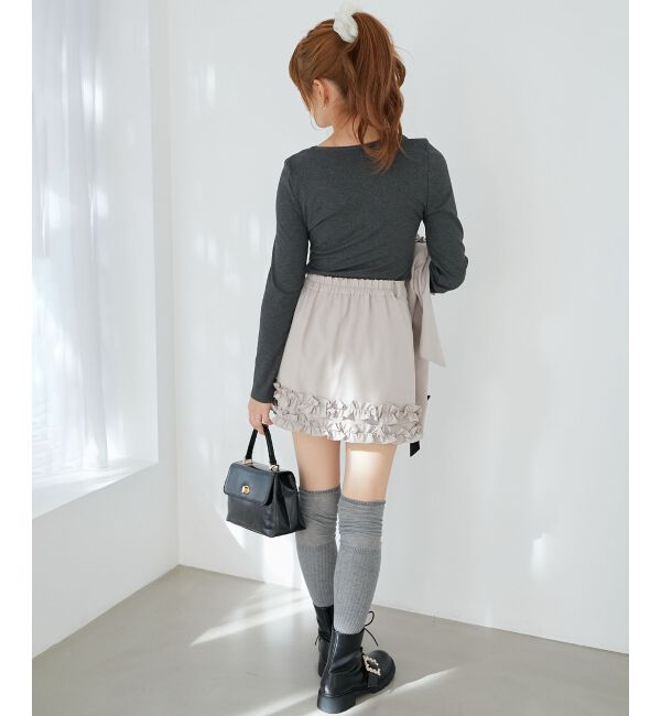  「レース使い肩リボントップス」|Tシャツ・カットソー|