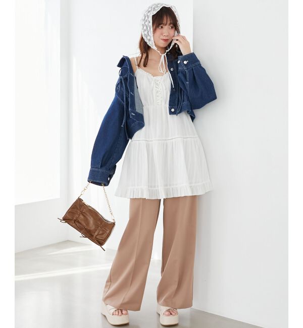  「センタープレスタックワイドパンツ」|その他|