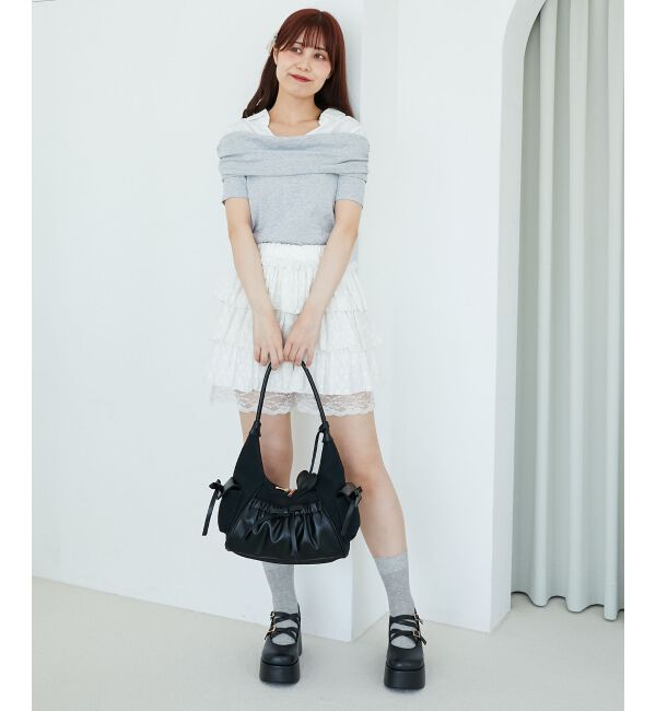  「シャツドッキングオフショルトップス」|Tシャツ・カットソー|