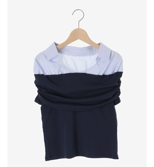  「シャツドッキングオフショルトップス」|Tシャツ・カットソー|