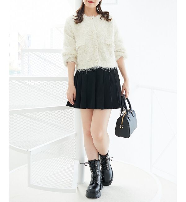  「ツイードライククルーカーディガン」|カーディガン|