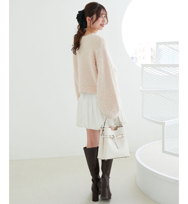  「ツイードライククルーカーディガン」|カーディガン|