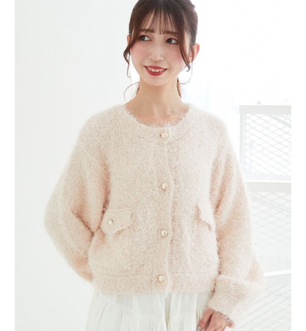  「ツイードライククルーカーディガン」|カーディガン|