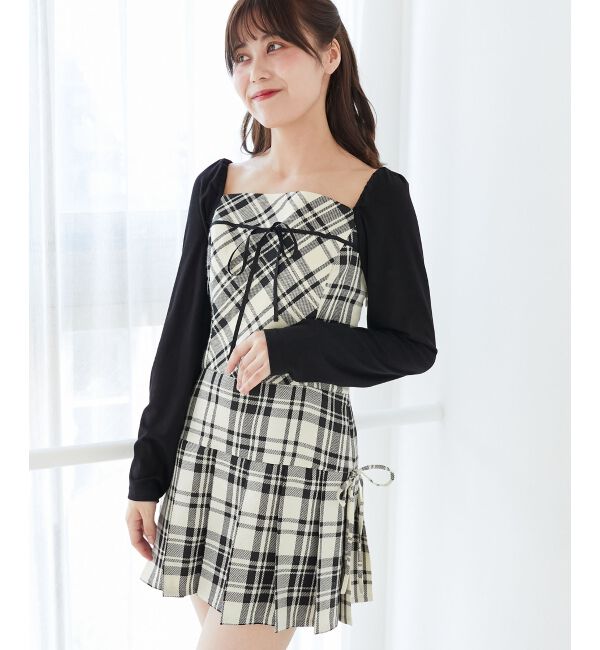  「ドッキングプリーツミニワンピ」|ワンピース|ｱｲﾎﾞﾘｰ柄