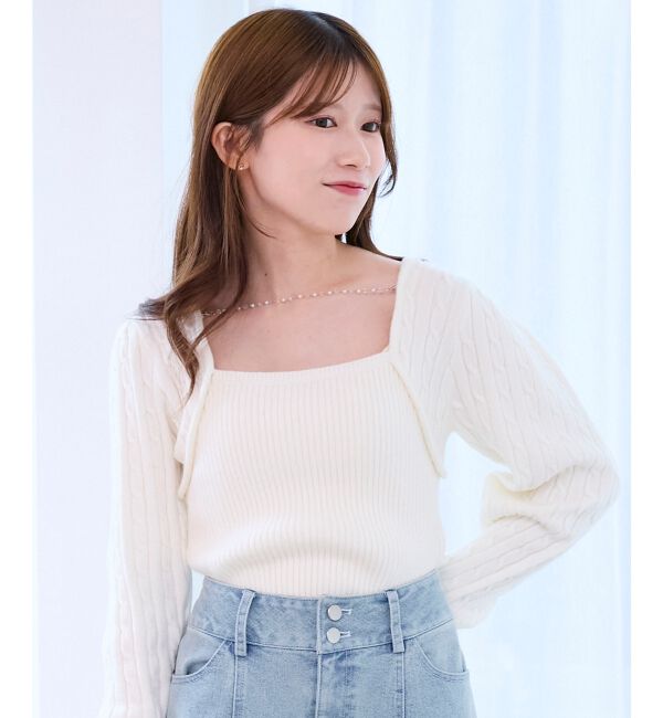  「2way華奢チェーンニット」|ニット・セーター|アイボリー