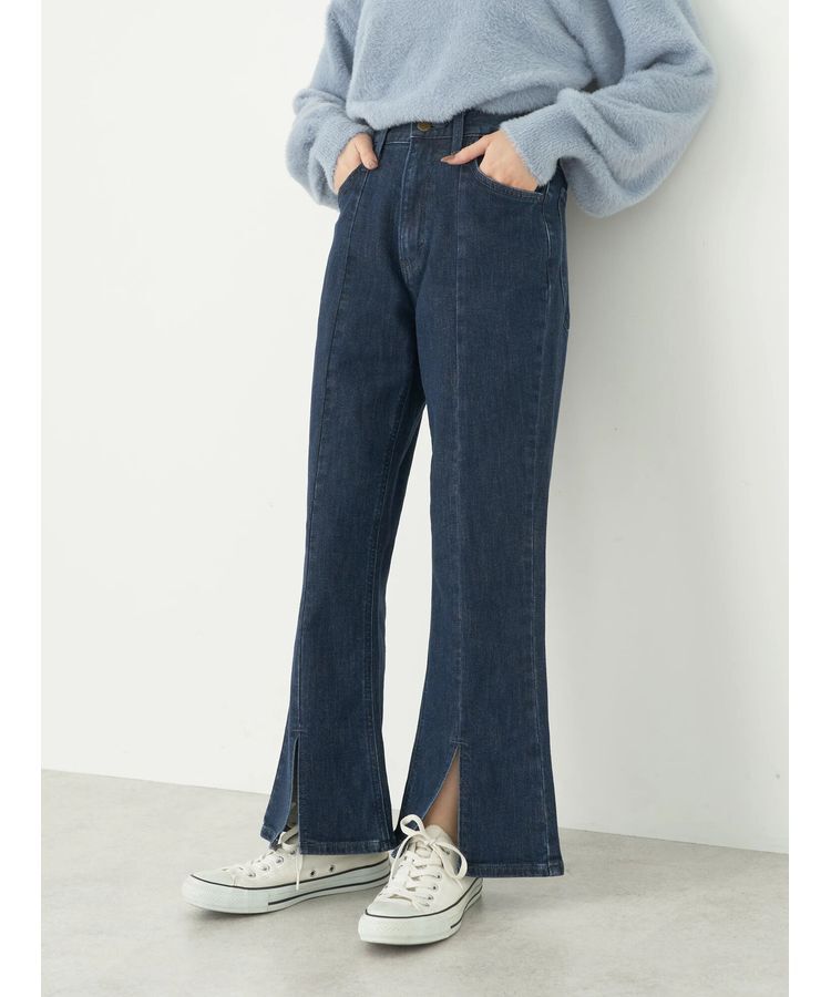 earth music&ecology「Lee&times;e.m.a.e.スリットフレアデニムパンツ」|デニム|