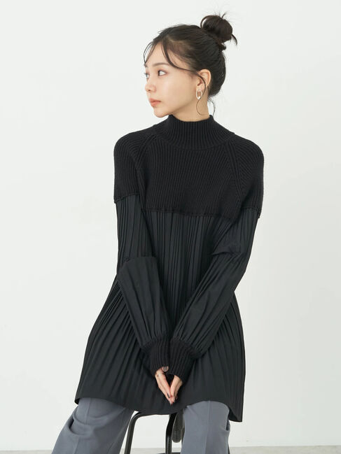 earth music&ecology「プリーツフレアニットチュニック」|チュニック|
