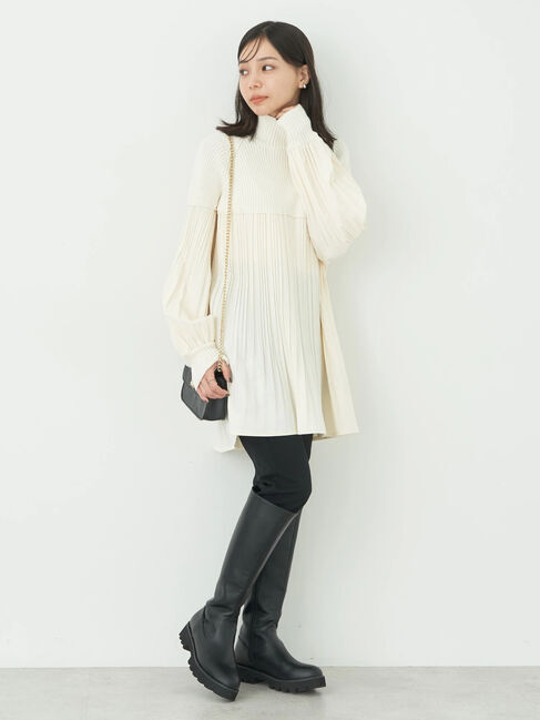 earth music&ecology「プリーツフレアニットチュニック」|チュニック|