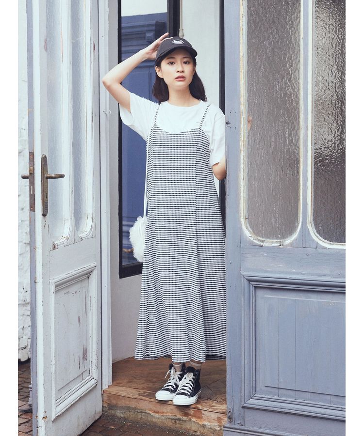 earth music&ecology「チェックキャミワンピース」|ワンピース|