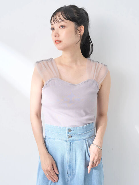 earth music&ecology「チュールドッキングカップ付キャミソール」|インナー|Gray