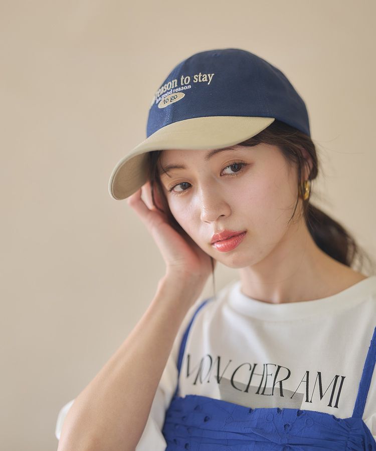 earth music&ecology「ロゴ刺繍配色ツイルキャップ」|その他|Navy