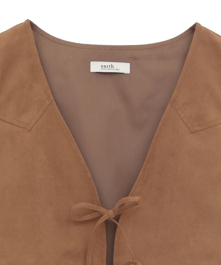 earth music&ecology「スウェード調フリンジベスト」|ベスト・ジレ|