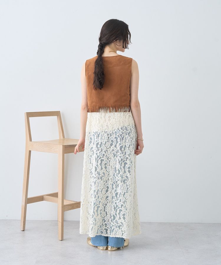 earth music&ecology「スウェード調フリンジベスト」|ベスト・ジレ|