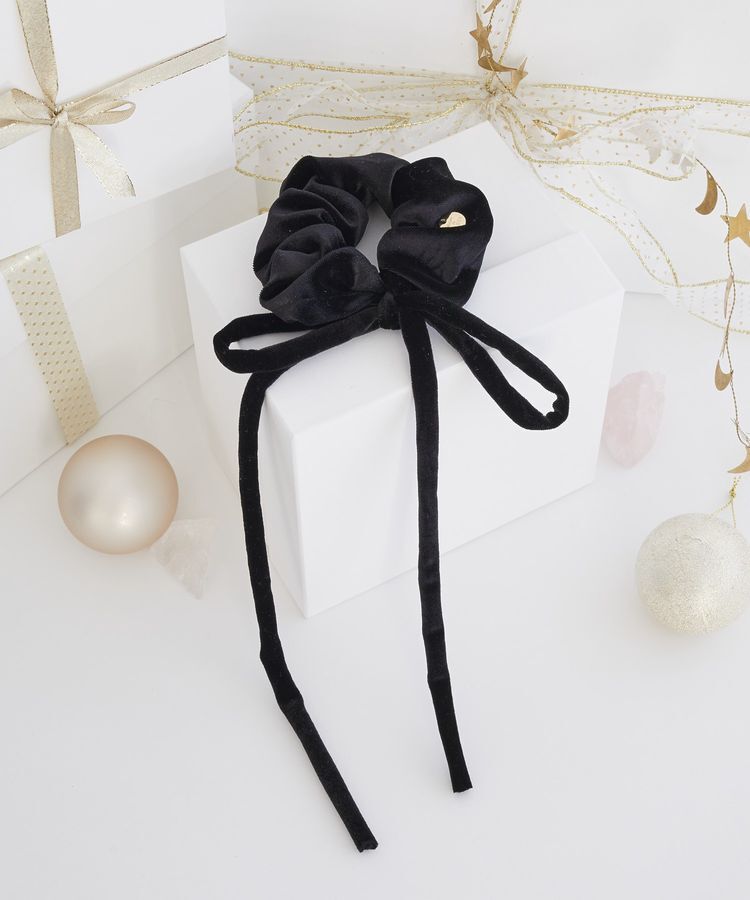 Maison de FLEUR「ベロアリボンシュシュ」|その他|ブラック