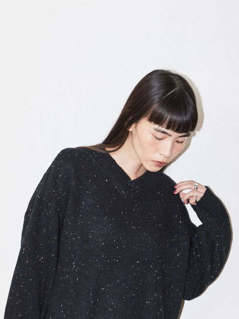  「MixヤーンVネックニットプルオーバー」|ニット・セーター|