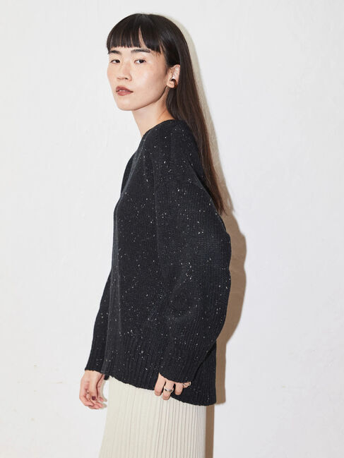  「MixヤーンVネックニットプルオーバー」|ニット・セーター|