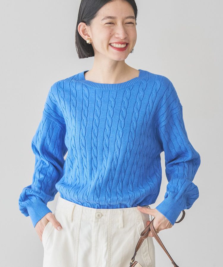 AMERICAN HOLIC「バイパチケーブルニットプルオーバー」|ニット・セーター|Blue
