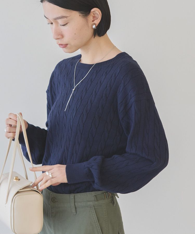 AMERICAN HOLIC「バイパチケーブルニットプルオーバー」|ニット・セーター|Navy