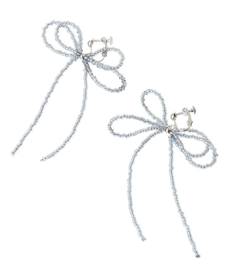 AMERICAN HOLIC「ビーズレイヤードリボンイヤリング」|イヤリング|