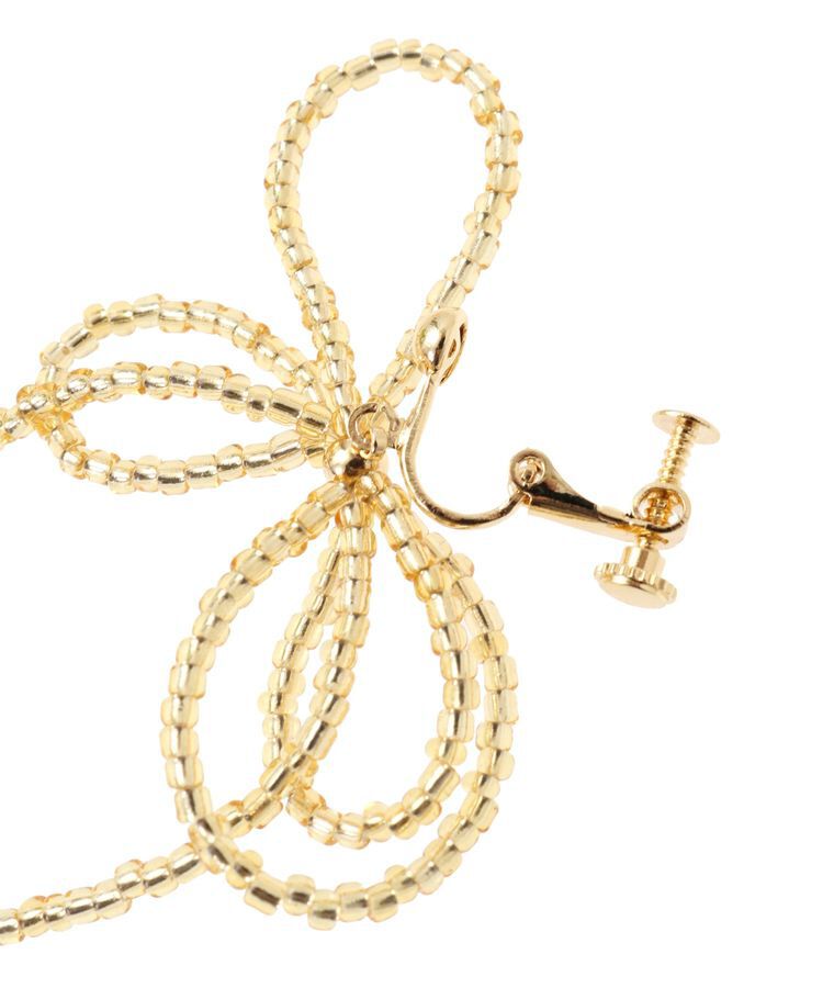 AMERICAN HOLIC「ビーズレイヤードリボンイヤリング」|イヤリング|