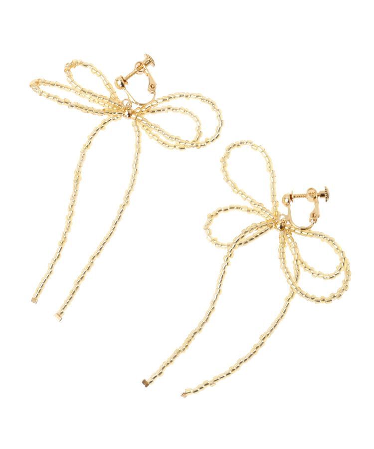 AMERICAN HOLIC「ビーズレイヤードリボンイヤリング」|イヤリング|